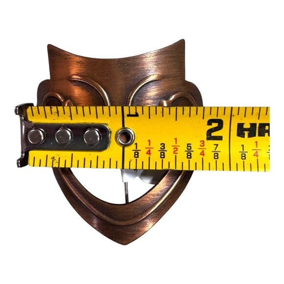 1950s Signed Rebajes Modernist Copper Comedy Mask Brooch MCM Drama Face Theatre - Picture 3 of 5